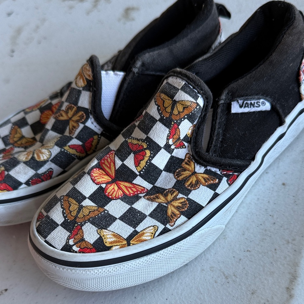 Vans Multicolor Butterfly Checkered Slip-Ons